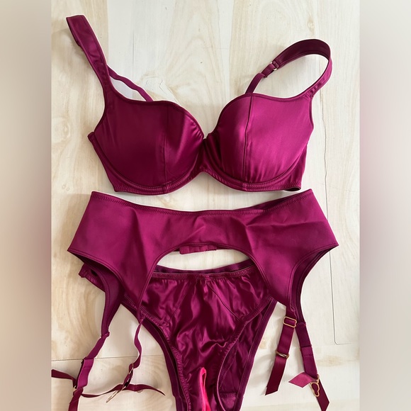 Agent Provocateur Nikita Burgundy 3 Piece Set - Picture 2 of 9